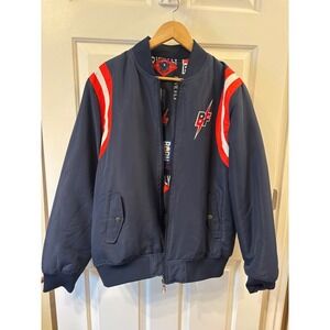 Born Fly Mens Reversible Navy Blue Stay Fly Bomber Jacket Full Zip Streetwear L